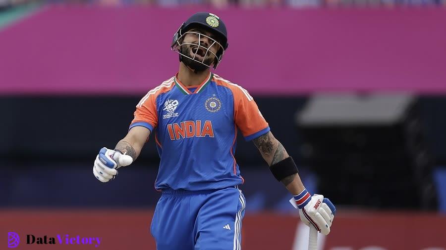 Virat Kohli is disappointed with himself after slapping a short-of-a-length Naseem Shah delivery straight to cover point, India vs Pakistan, T20 World Cup 2024, New York, June 9, 2024