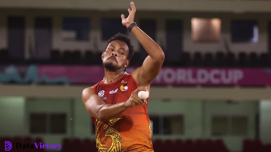 Norman Vanua bowls during a PNG training session in Guyana, T20 World Cup 2024, Guyana, June 4, 2024