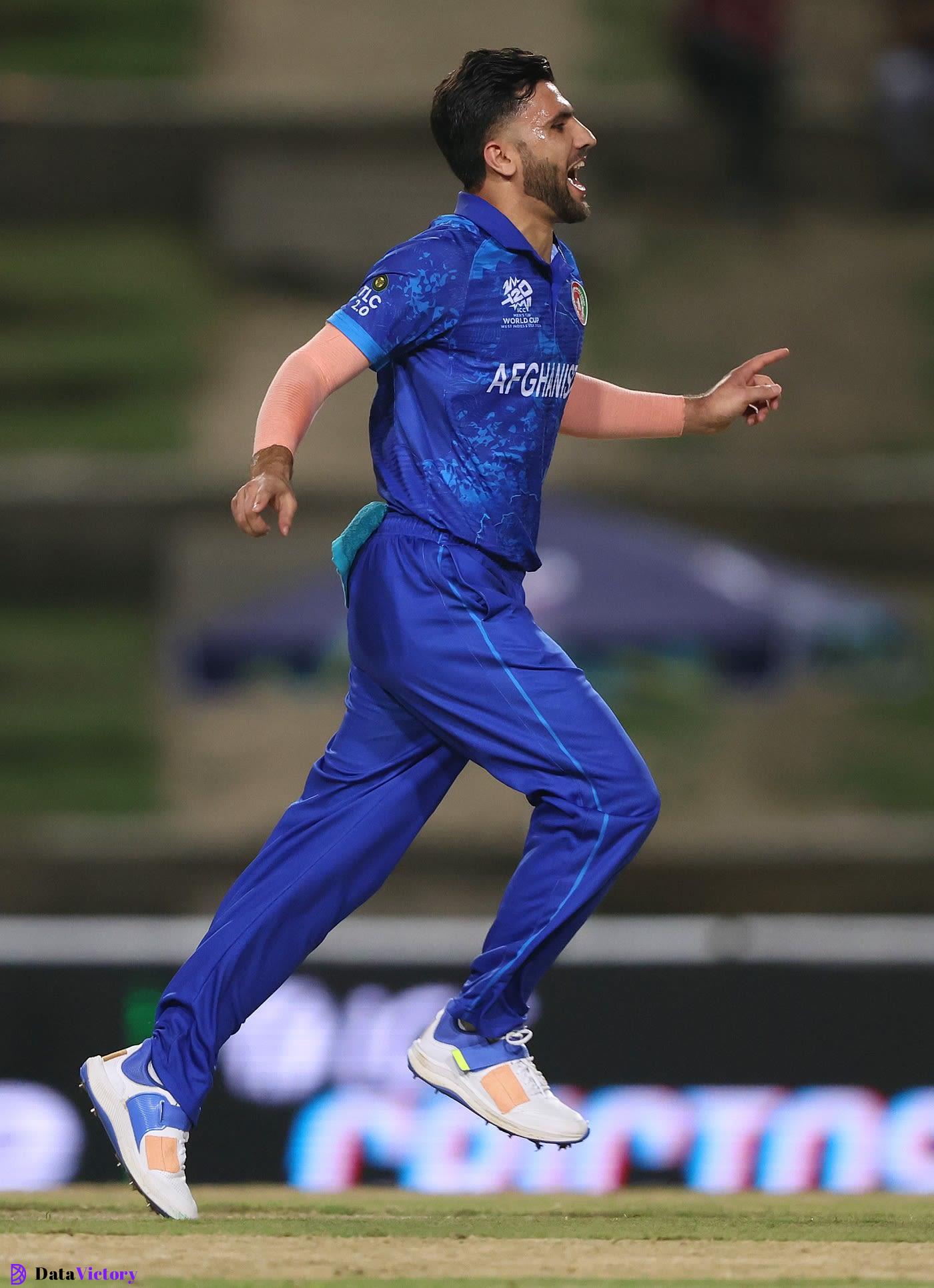 Fazalhaq Farooqi was among the wickets in the powerplay, Afghanistan vs PNG, T20 World Cup, Group C, Trinidad, June 13, 2024