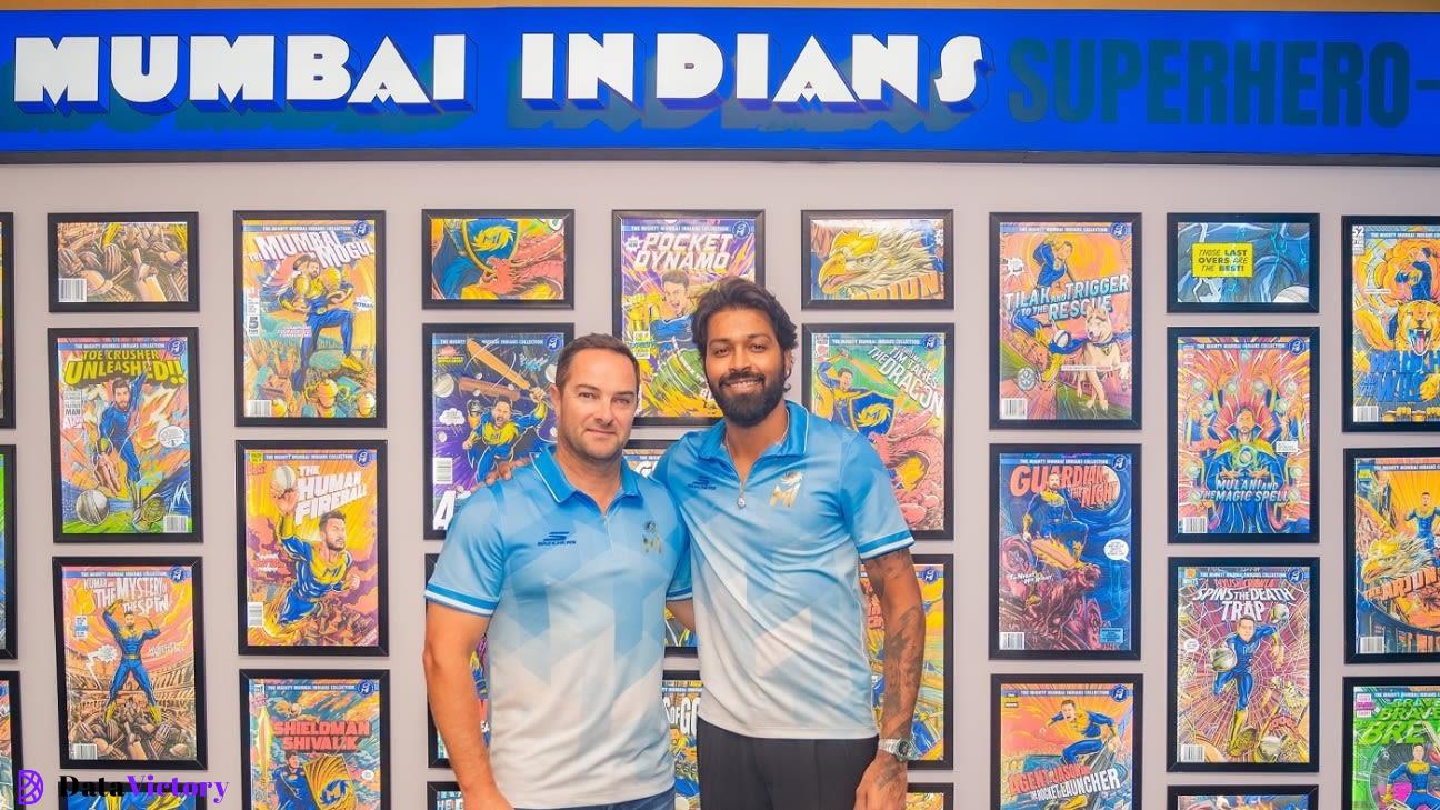 Mumbai Indians visit Gujarat Titans with Hardik, Rohit, and Gill in emphasis.