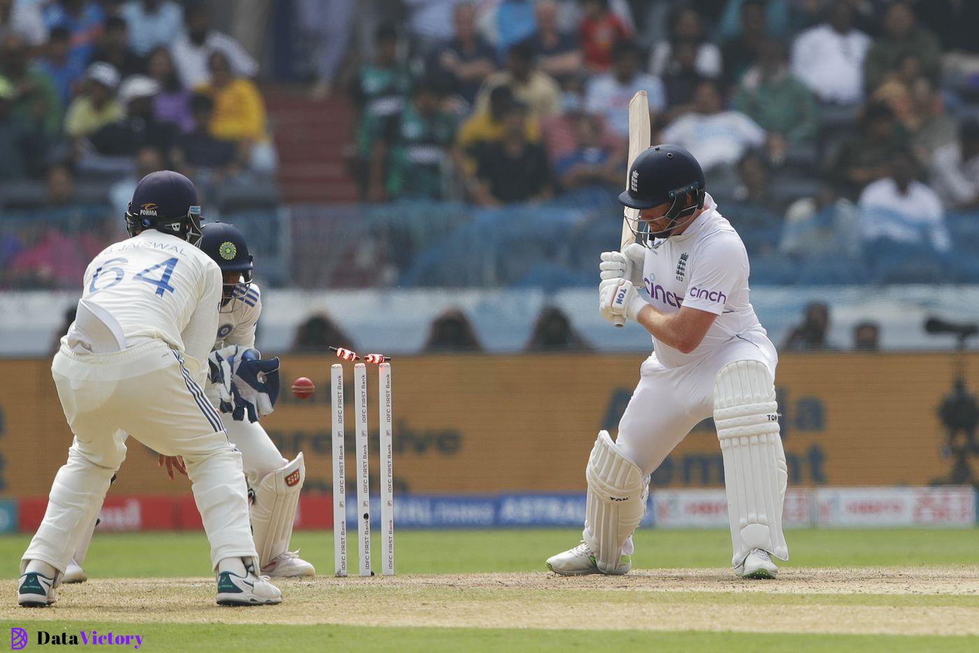 Jonny Bairstow was bowled shouldering arms to Ravindra Jadeja, India vs England, 1st Test, Hyderabad, 3rd day, January 27, 2024