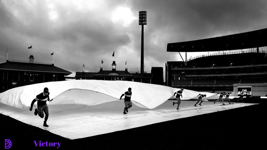 Runner-up in the Wisden Cricket Photograph of the Year 2022 competition, groundstaff remove covers, Fourth Ashes Test, Australia vs England, SCG, January 6, 2022