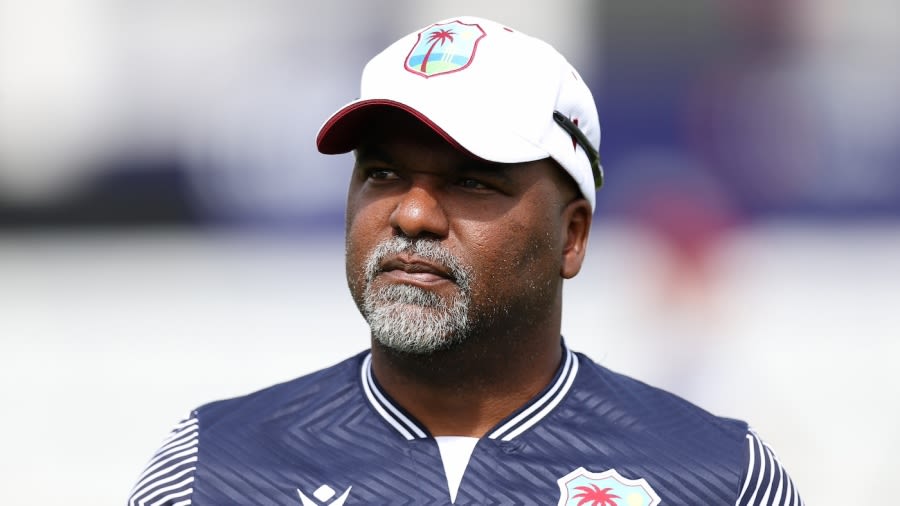 West Indies Test coach Andre Coley at a training session ahead of the first Test against England, Lord's, July 8, 2024