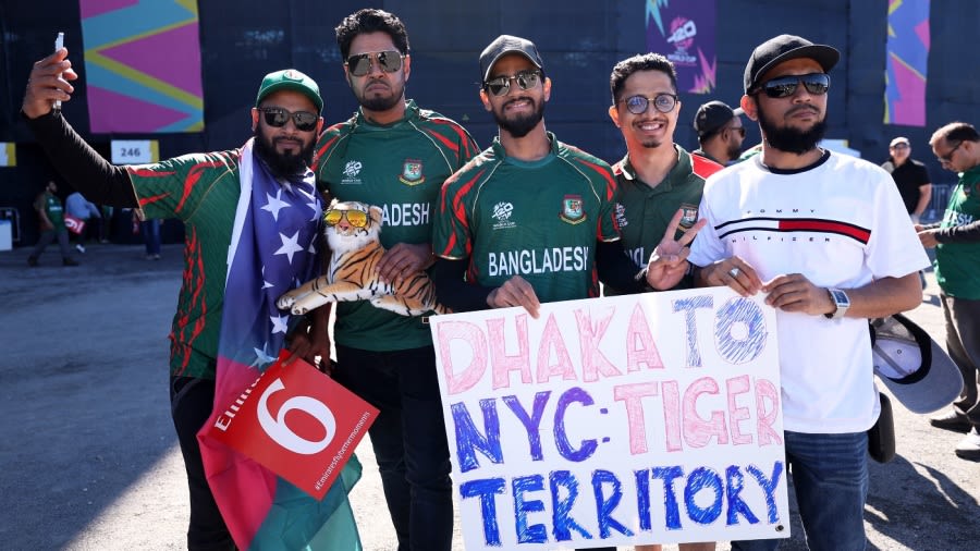 Bangladesh fans in attendance at the Nassau County International Cricket Stadium in New York, Bangladesh vs South Africa, T20 World Cup 2024, New York, June 10, 2024