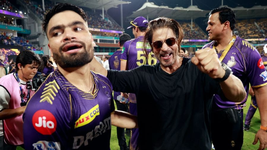 Rinku Singh and Shah Rukh Khan celebrate KKR winning the IPL, Kolkata Knight Riders vs Sunrisers Hyderabad, IPL 2024 final, Chennai, May 26, 2024