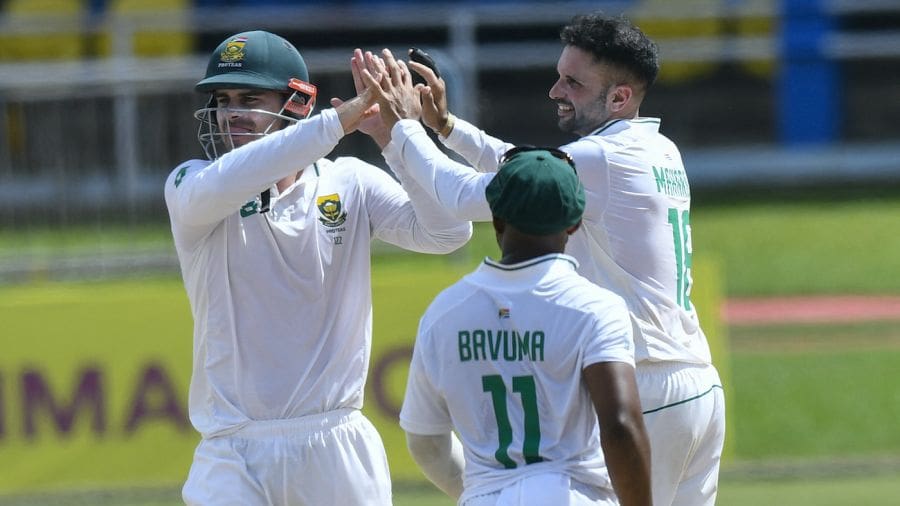 Keshav Maharaj was among the wickets again, West Indies vs South Africa, 1st Test, Port-of-Spain, day 5, August 11, 2024