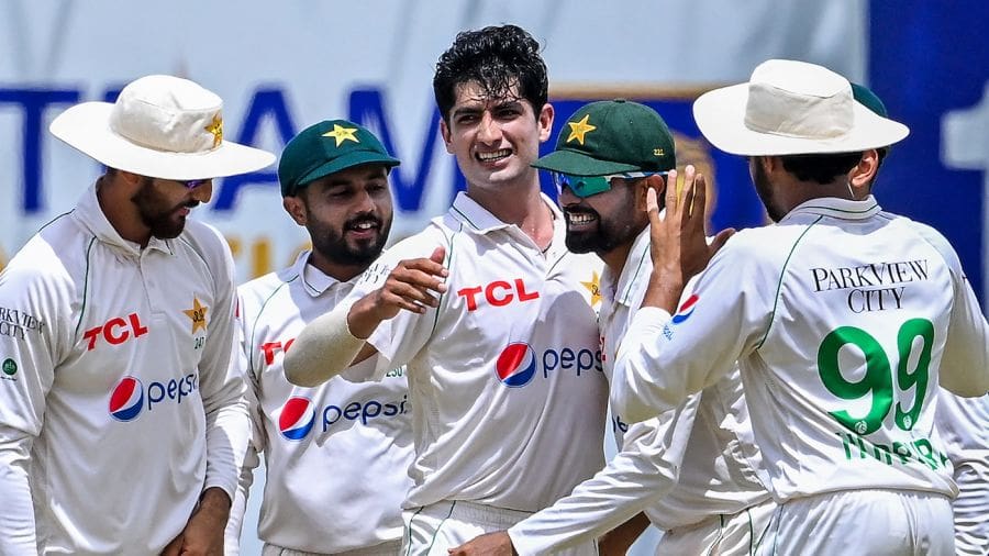 Naseem Shah got on the scorecard when he got rid of Dinesh Chandimal, Sri Lanka vs Pakistan, 1st Test, Galle, 1st day, July 16, 2023