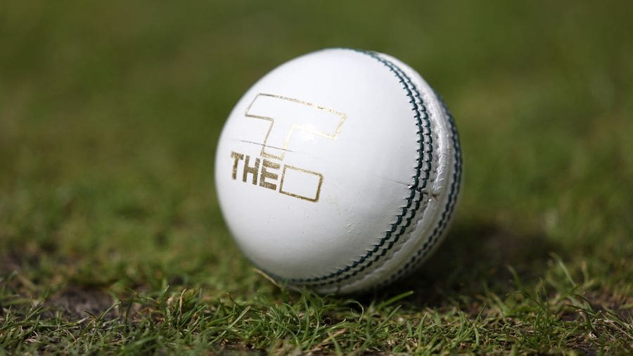 A close-up of a ball used in the Hundred, Northern Superchargers vs Trent Rockets, Headingley, The Hundred, July 26, 2024