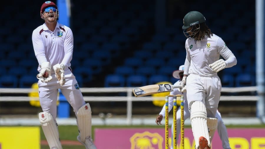 Tony de Zorzi is caught down the leg side by Joshua Da Silva, West Indies vs South Africa, 1st Test, Port-of-Spain, day 5, August 11, 2024