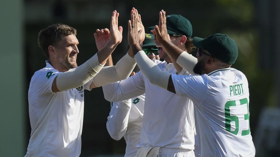 Wiaan Mulder struck in each of his first three overs, West Indies vs South Africa, 2nd Test, day 1, Providence, August 15, 2024