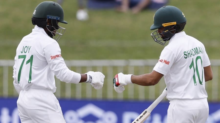 Mahmudul Hasan Joy and Shadman Islam get together, South Africa vs Bangladesh, 1st Test, Durban, April 1, 2022 