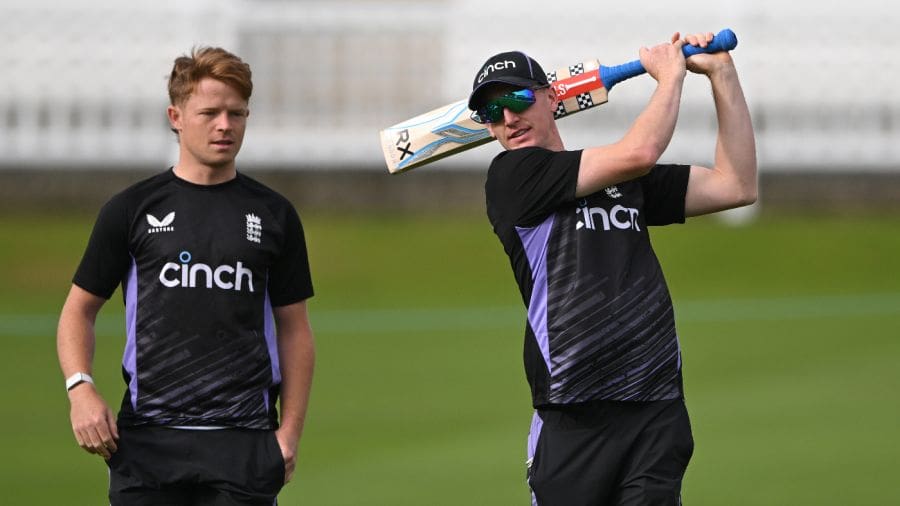 Harry Brook practises his golf swing as Ollie Pope looks on, England vs Sri Lanka, 2nd Test, Lord's, preview day, August 28, 2024