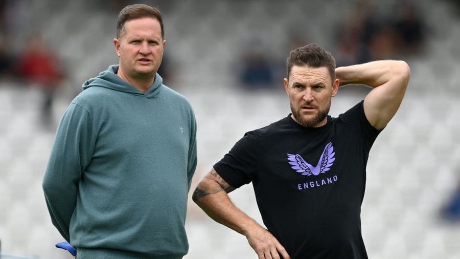 Rob Key and Brendon McCullum look on at Lord's, England vs Sri Lanka, 2nd Test, Lord's, 3rd day, August 31, 2024