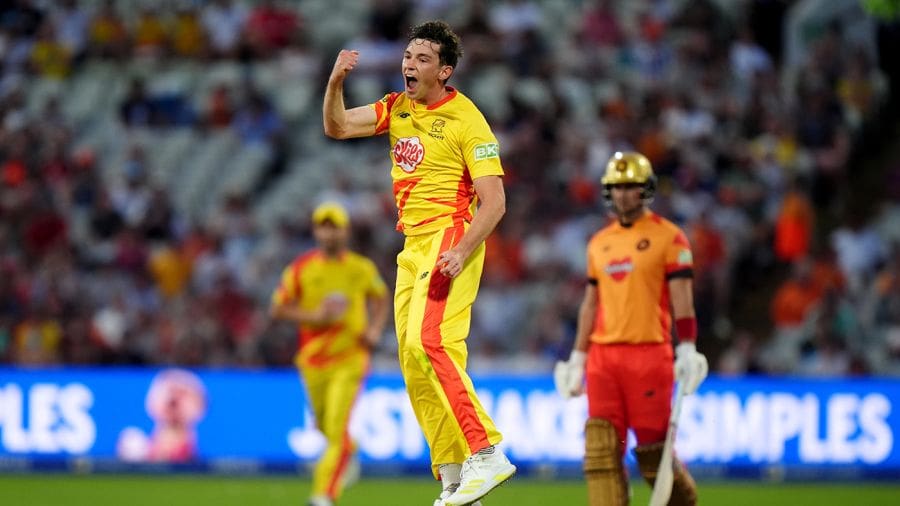 John Turner jumps in celebration, Birmingham Phoenix vs Trent Rockets, The Hundred (Men's), Edgbaston, August 12, 2024