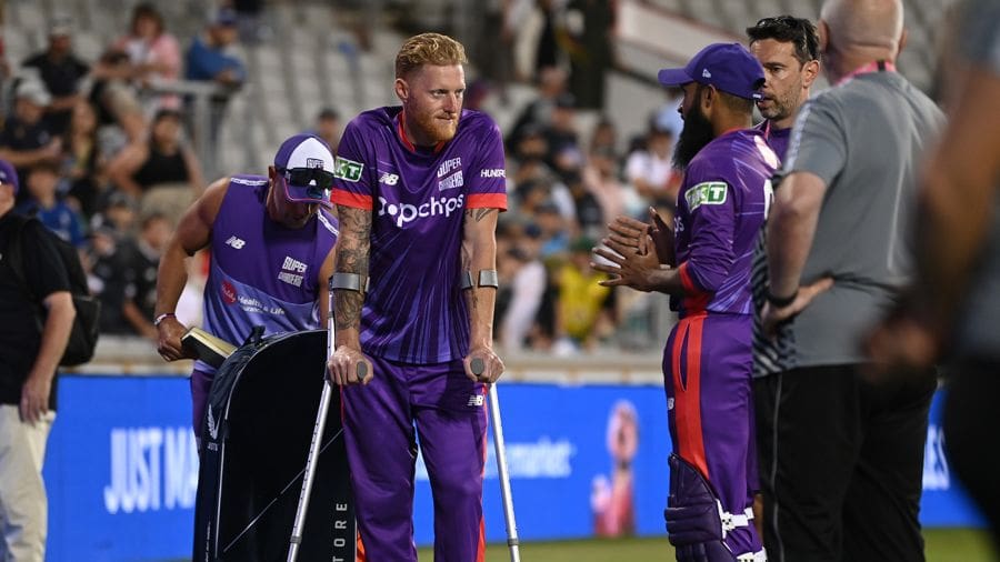 Ben Stokes ended the night on crutches, Manchester Originals vs Northern Superchargers, The Hundred (men's), Emirates Old Trafford, August 11, 2024