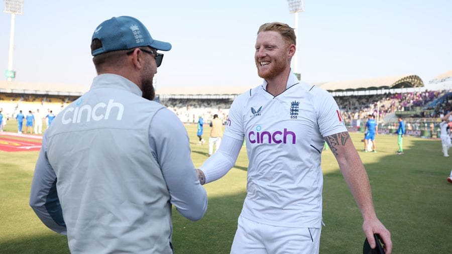 Ben Stokes and Brendon McCullum celebrate England's series win, Pakistan vs England, 2nd Test, Multan, 4th day, December 12, 2022