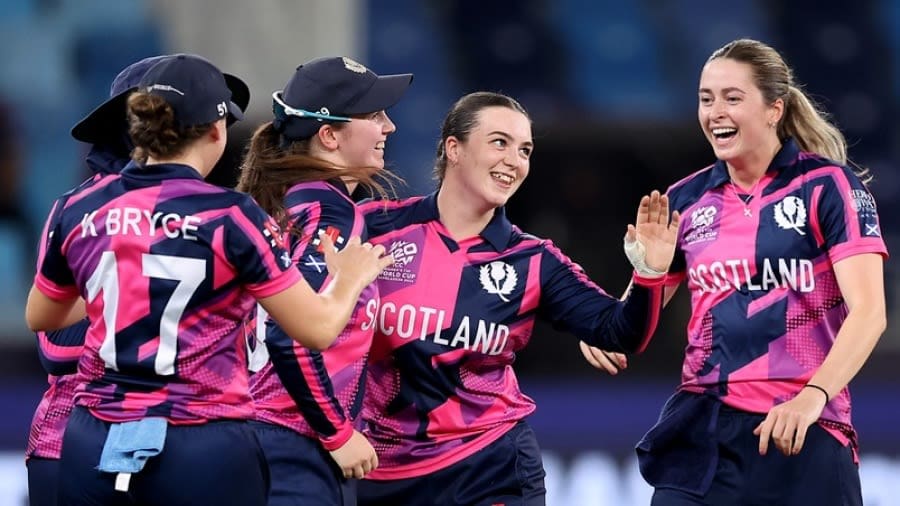 Olivia Bell celebrates after dismissing Shemaine Campbelle, Scotland vs West Indies, T20 World Cup 2024, Dubai, October 6, 2024