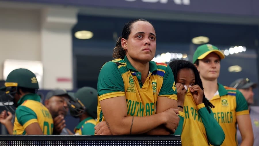 Chloe Tryon and Co were dejected after the defeat, South Africa vs New Zealand, final, Dubai, Women's T20 World Cup, October 20, 2024