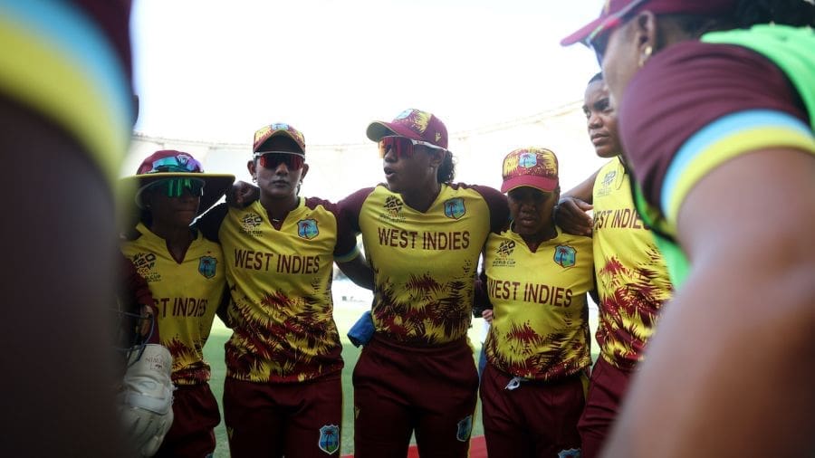 Hayley Matthews speaks to her team as they walk out to try and defend 119, South Africa vs West Indies, Women's T20 World Cup 2024, Dubai, October 4, 2024