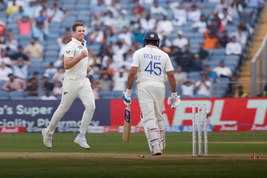 Tim Southee produced a peach to send Rohit Sharma back for no-score, India vs New Zealand, 2nd Test, Pune, 1st day, October 24, 2024