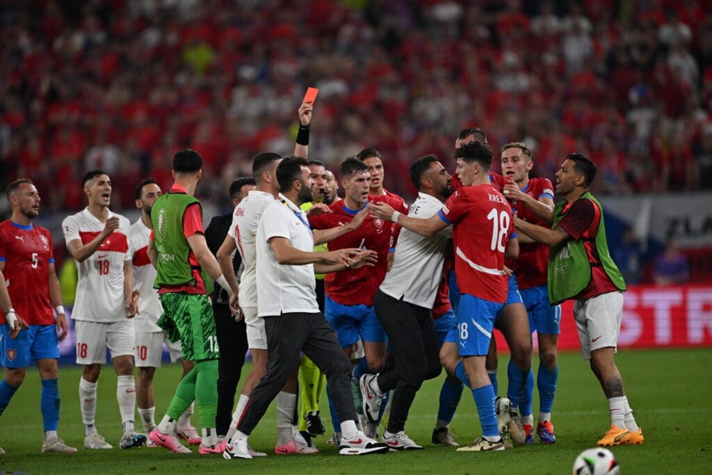 Enjoy: Czech Republic shown another reddish cards in end- of- sport brawl...