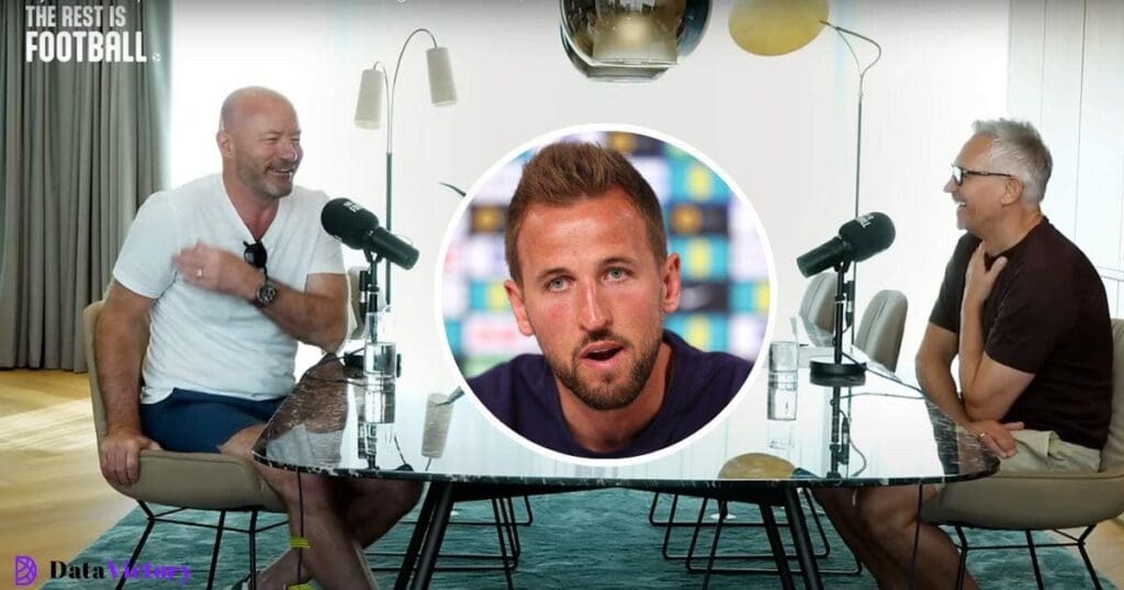 England's commander Harry Kane is hit up by Gary Lineker and Alan...