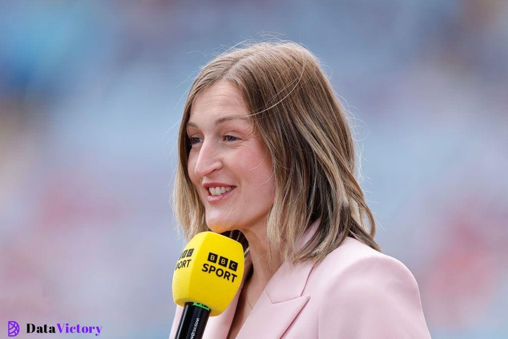 BBC Euro 2024 TV pundit Ellen White working for BBC Sport during the Barclays Women's Super League match between Aston Villa and Manchester City at Villa Park on May 18, 2024 in Birmingham, England.(Photo by James Baylis - AMA/Getty Images)