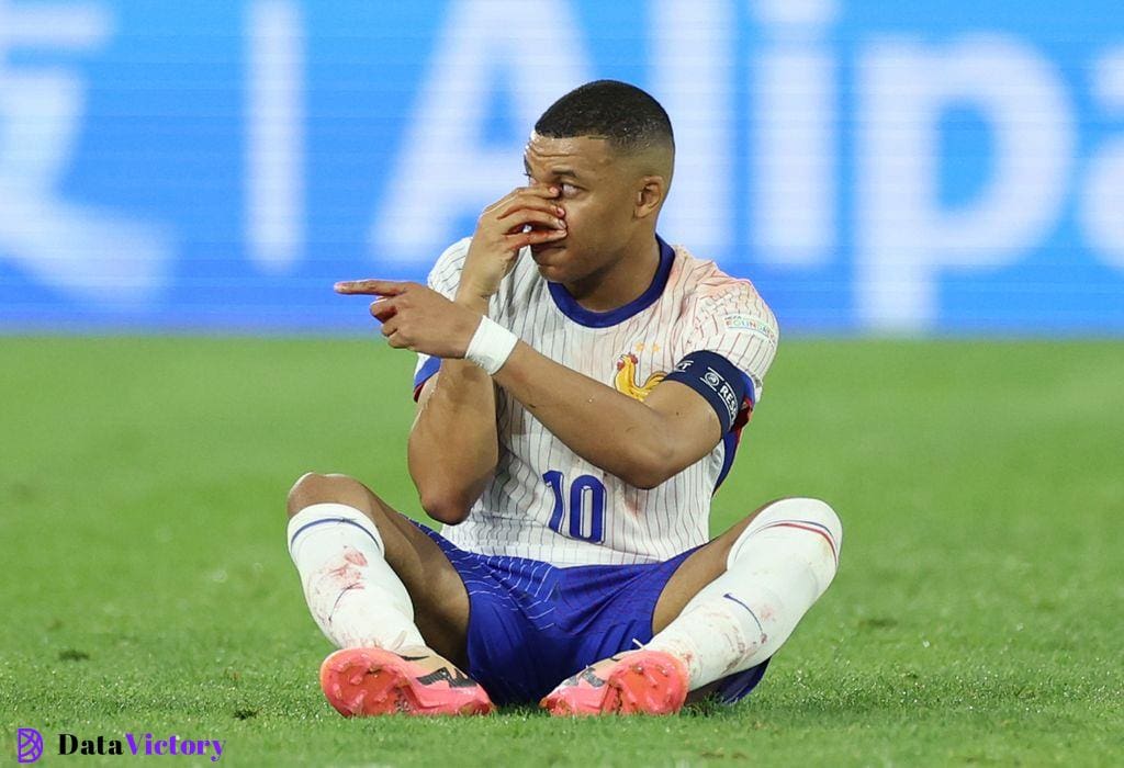 Kylian Mbappe suffered a broken nose against Austria