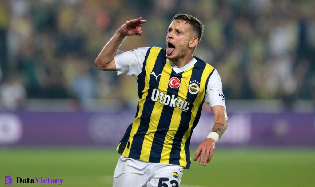 Sebastian Szymanski of Fenerbahce celebrates during the UEFA Europa Conference League 2nd Qualification Round match between Zimbru and Fenerbahce in Ulker Stadium on July 26, 2023 in Istanbul, Turkey.