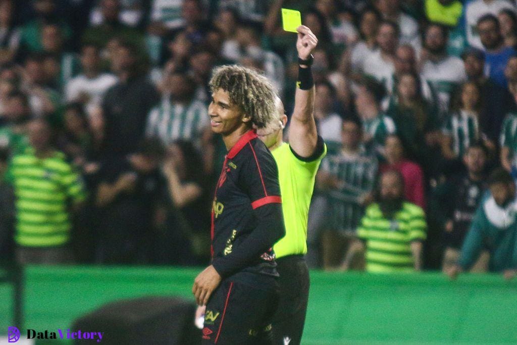 Pedro Lima of Sport Recife is receiving a yellow card during the match against Coritiba for the Brazilian League Serie B Round 3 at Couto Pereira Stadium in Curitiba, Brazil.