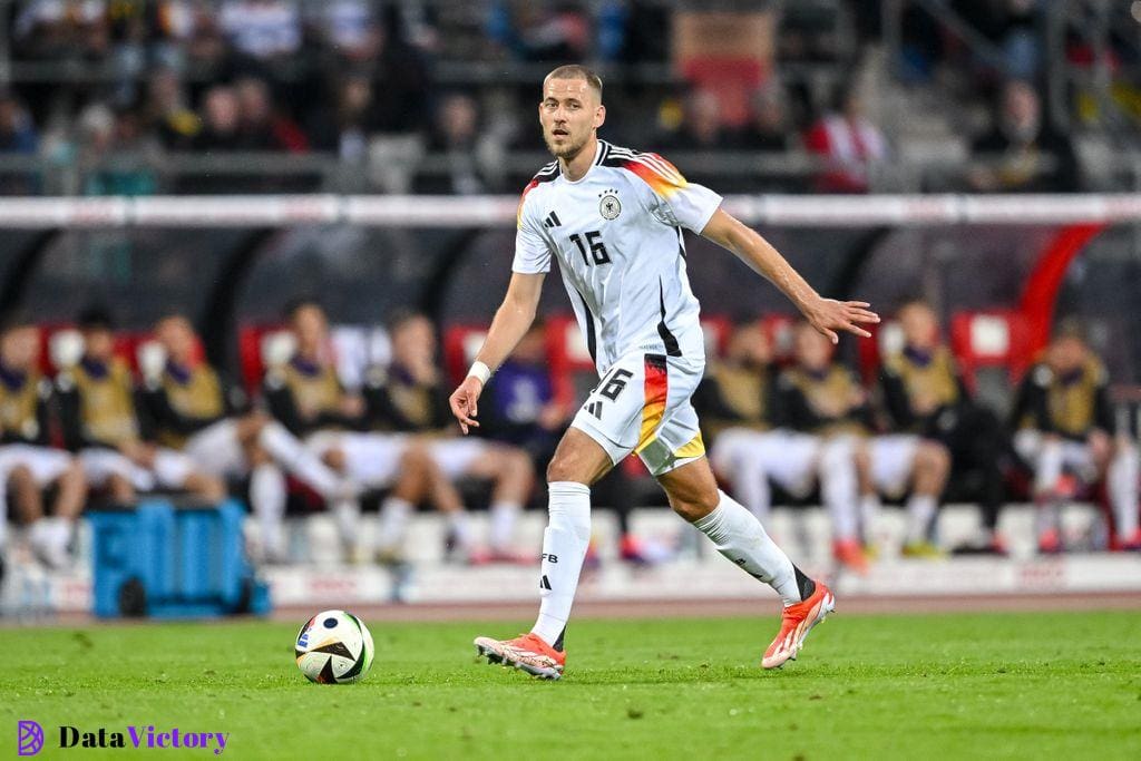 Liverpool are reportedly targeting Waldemar Anton, in action here for Germany against Ukraine ahead of Euro 2024.