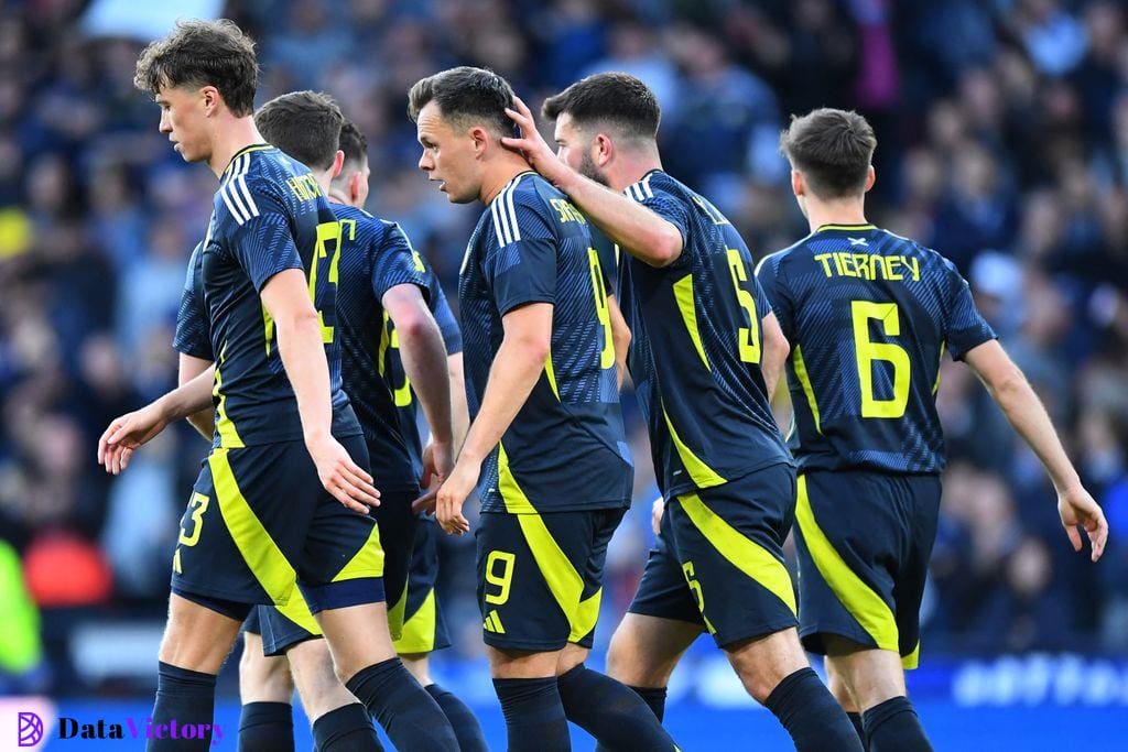 Scotland players celebrate a goal against Finland in a 2-2 draw ahead of Euro 2024.