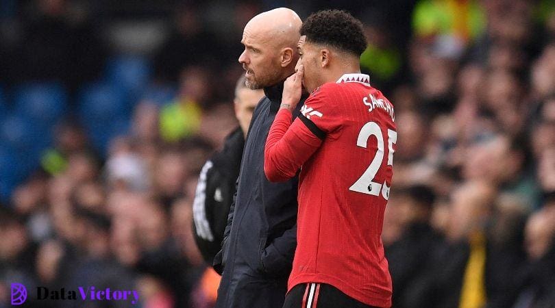 Erik ten Hag and Jadon Sancho on the Manchester United sideline