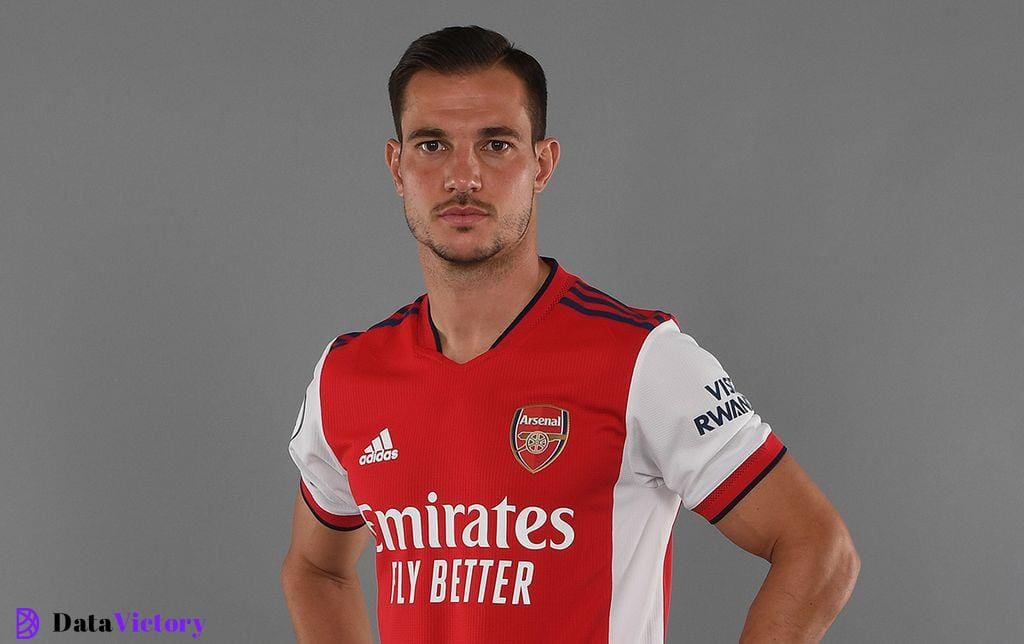 Arsenal full-back Cedric Soaresat London Colney on August 06, 2021 in St Albans, England.