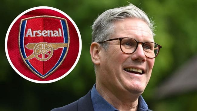 Keir Starmer the new prime minister and an Arsenal crest