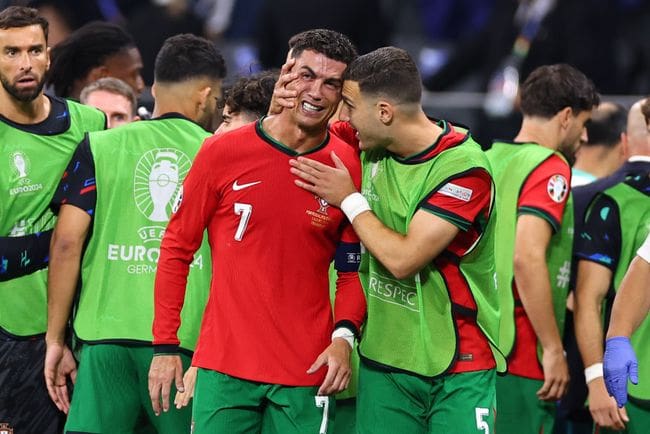 Cristiano Ronaldo following his missed penalty against Slovenia