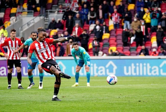 Ivan Toney scores from the spot for Brentford