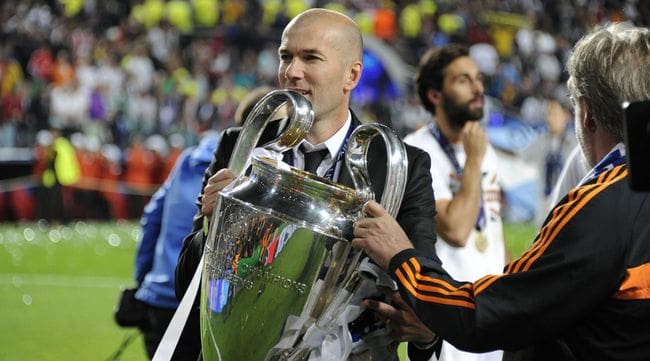 Zinedine Zidane with the Champions League trophy