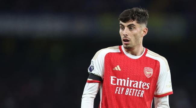 LONDON, ENGLAND - OCTOBER 21: Arsenal's Kai Havertz during the Premier League match between Chelsea FC and Arsenal FC at Stamford Bridge on October 21, 2023 in London, England. (Photo by Rob Newell - CameraSport via Getty Images)