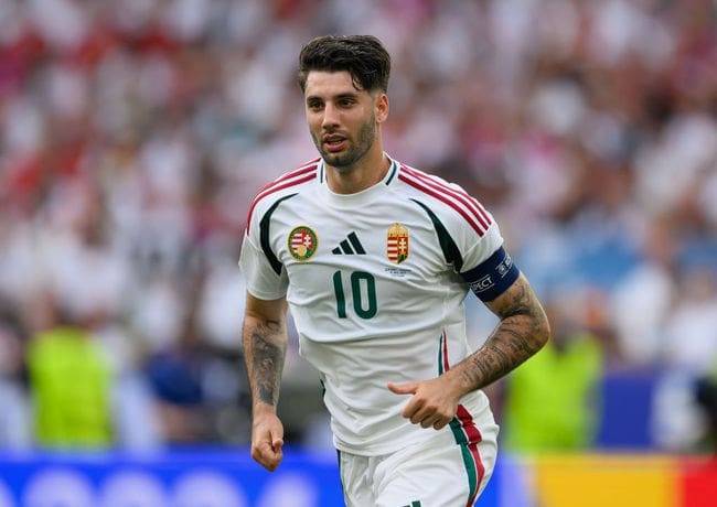 Hungary Euro 2024 squad Dominik Szoboszlai of Hungary in action during the UEFA EURO 2024 group stage match between Germany and Hungary at Stuttgart Arena on June 19, 2024 in Stuttgart, Germany. (Photo by Matthias Hangst/Getty Images)