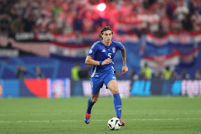 Riccardo Calafiori during Euro 2024