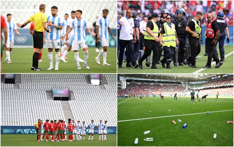 What transpired at the" circus" conclusion of Argentina vs. Morocco's Olympic victory?