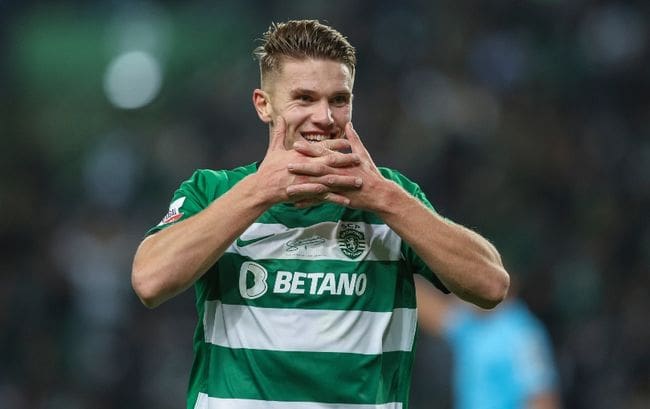 Viktor Gyokeres celebrates another goal for Sporting CP Liverpool target