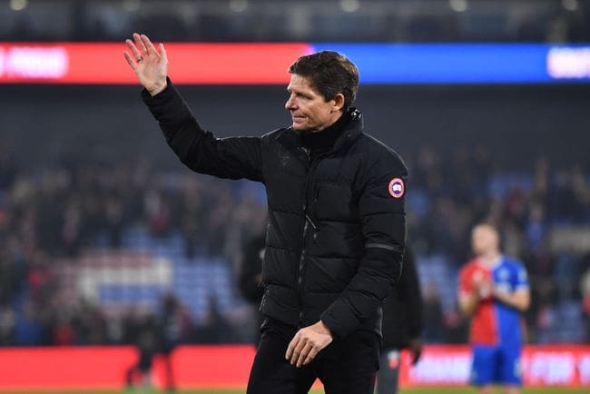 Oliver Glasner, the manager of Crystal Palace celebrates after winning the game after the Premier League match between Crystal Palace and Manchester United at Selhurst Park on May 6, 2024 in London, United Kingdom.