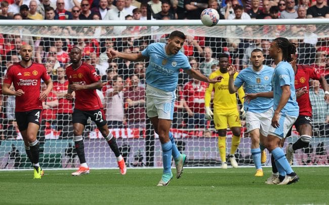 A view from the 2024 FA Cup final between Manchester City and Manchester United at Wembley Stadium