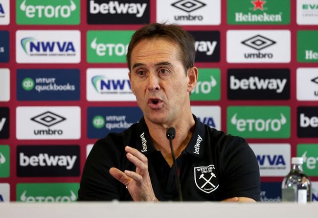 West Ham manager Julen Lopetegui gives a press conference, July 2024