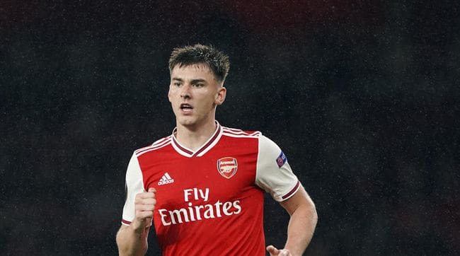 Kieran Tierney in action for Arsenal