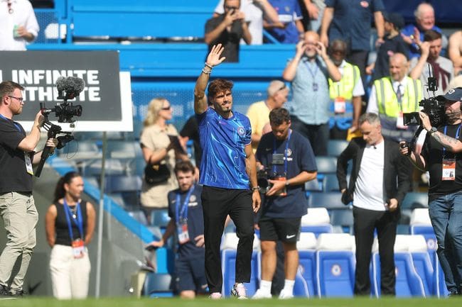 New Chelsea signing Pedro Neto is unveiled at Stamford Bridge during the friendly match against Inter Milan, August 2024