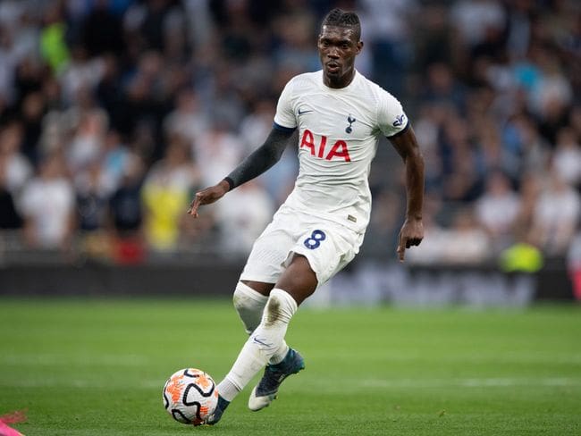 Yves Bissouma of Tottenham Hotspur during the Premier League match between Tottenham Hotspur and Liverpool FC at Tottenham Hotspur Stadium on September 30, 2023 in London, England.