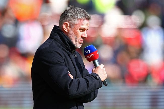 Jamie Carragher looks on ahead of the Premier League Chelsea match between Liverpool FC and Brighton & Hove Albion at Anfield on March 31, 2024 in Liverpool, England. (Photo by Chris Brunskill/Fantasista/Getty Images)